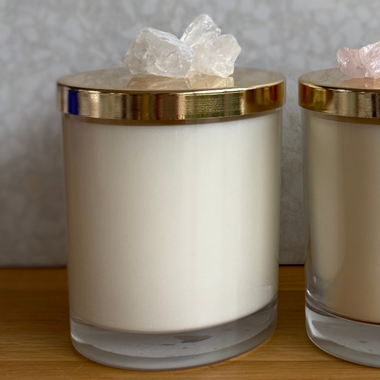 Clear Quartz topped Candle