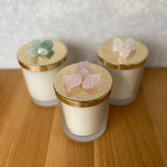 Rose Quartz topped Candle